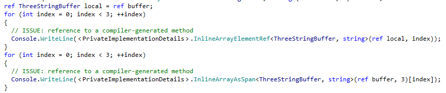 Top implementation is the foreach loop output, bottom is the for loop